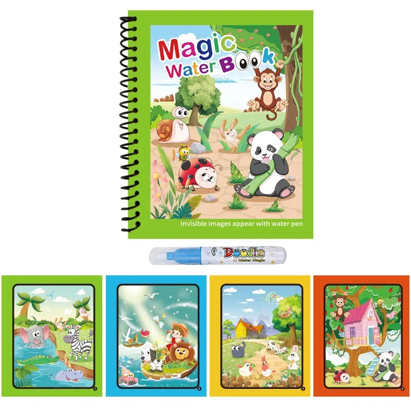 Magic Water Drawing Book Children Painting Book Reusable Coloring Book with Pen for additional angle