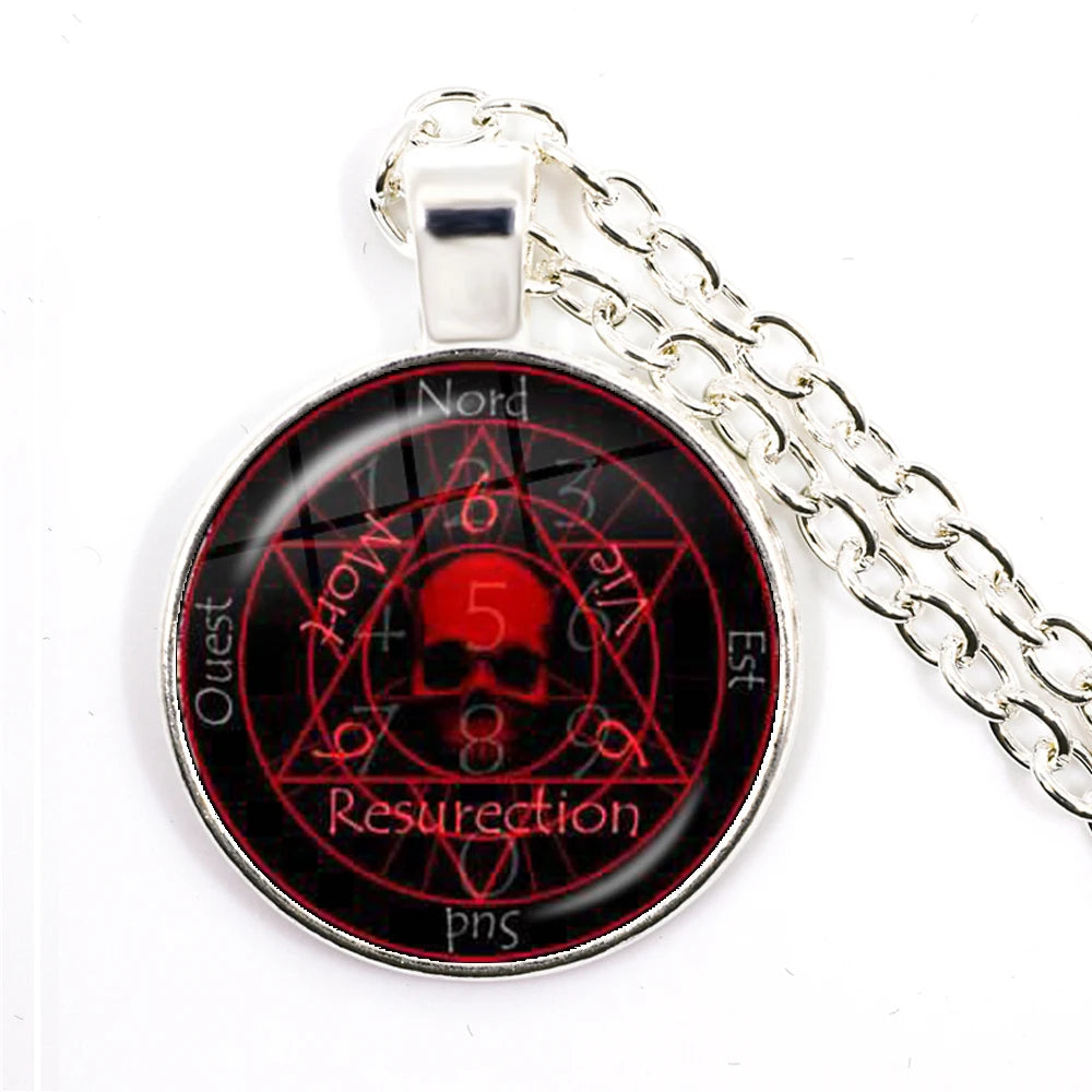 Hellsing Alucard Pentagram Pendant Necklace 25mm Glass Cabochon Pentagram Statement additional angle