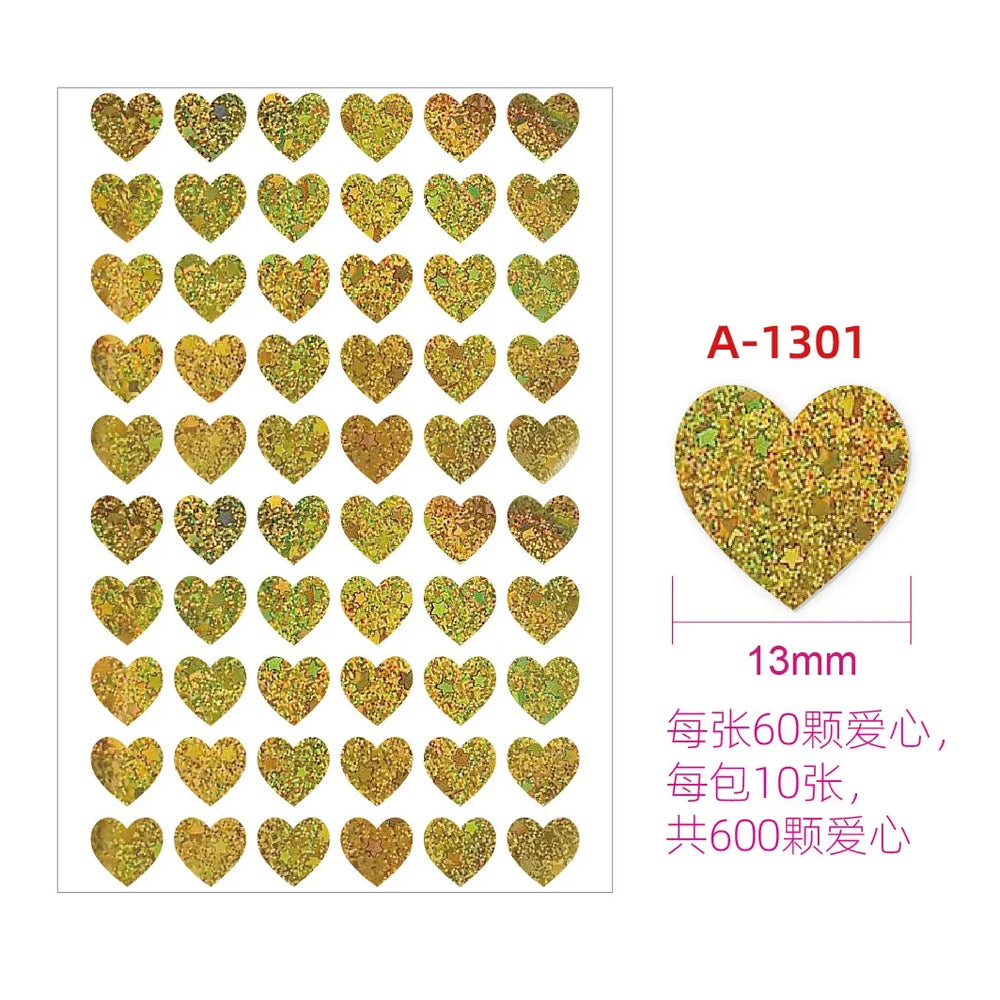 10sheet Glitter Heart Style Sticker for DIY Decor Scrapbook Journal 3MM Mini Heart Sti close-up view