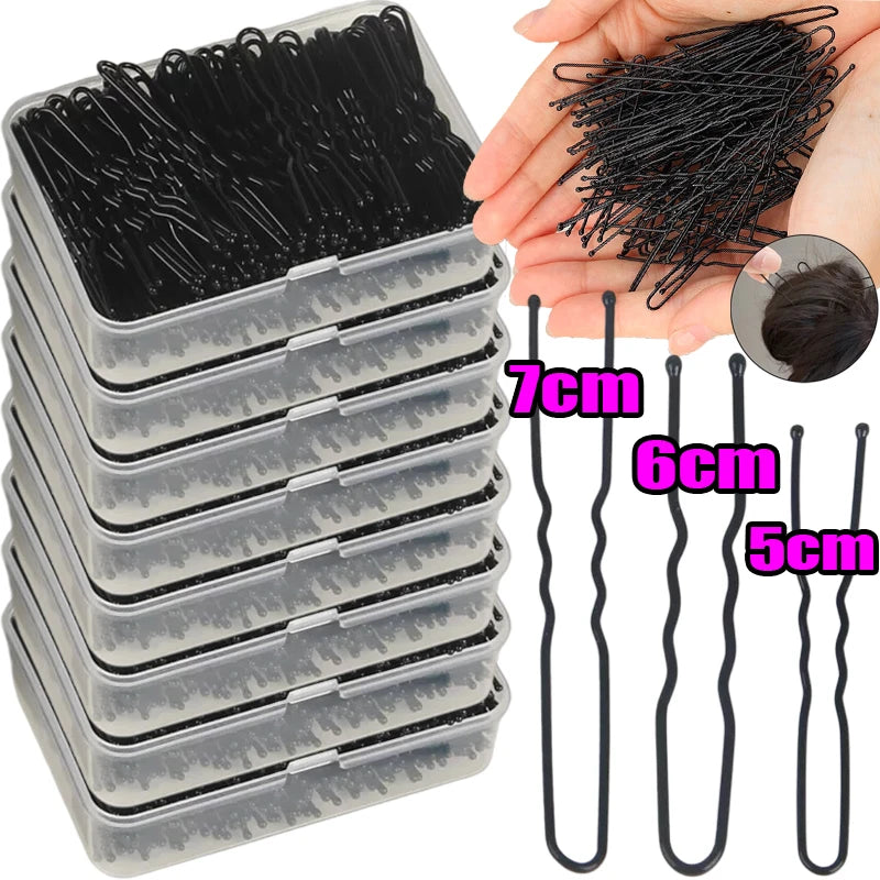 Black U Shaped Hair Pins Strong Hold Metal Bobby Pins Versatile Updo Hair Clip for Bridal Daily Hair