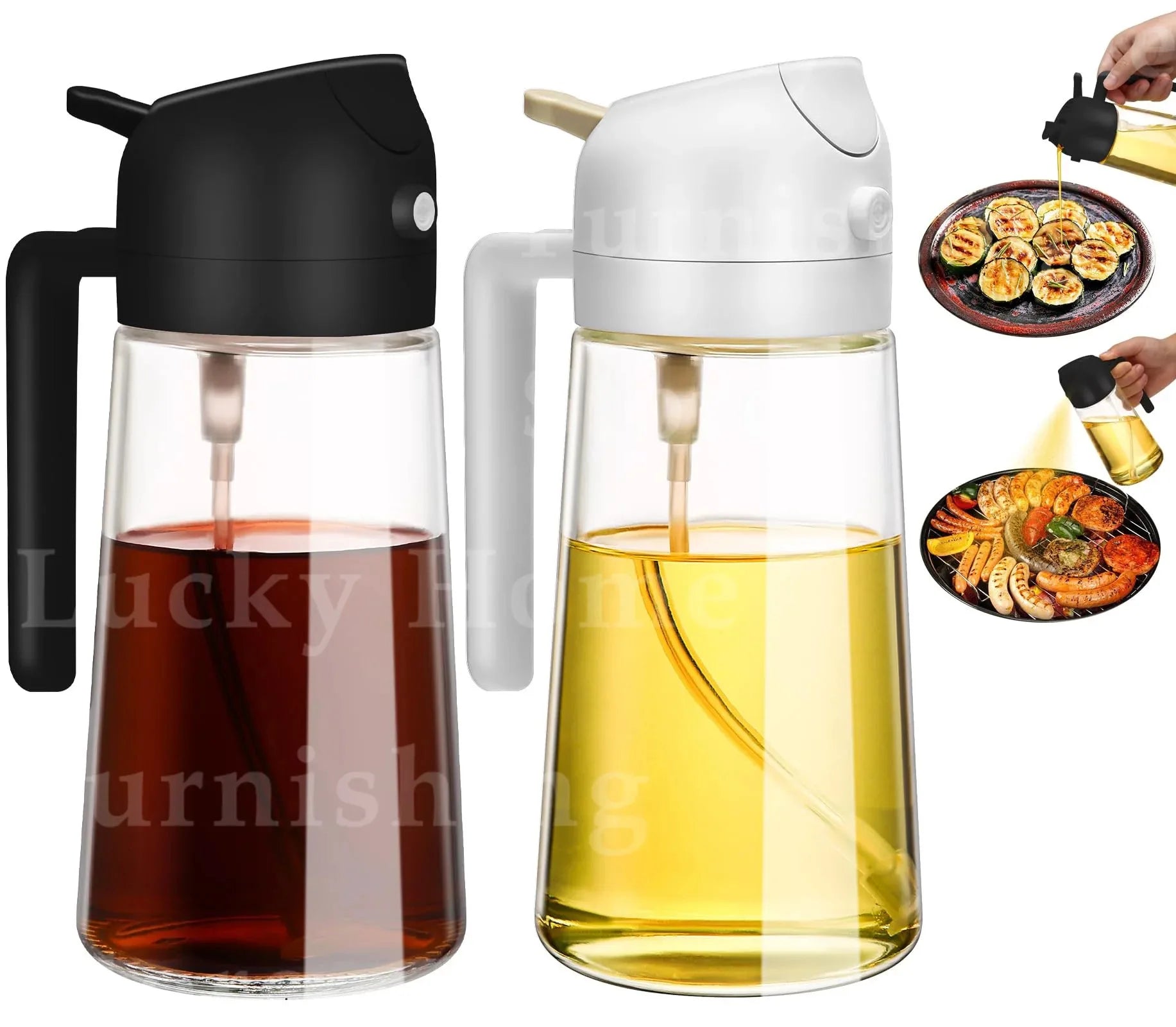 2 in 1 Oil Sprayer and Dispenser Bottle | Cooking Oil Spray Bottle for BBQ, Air Fry additional angle