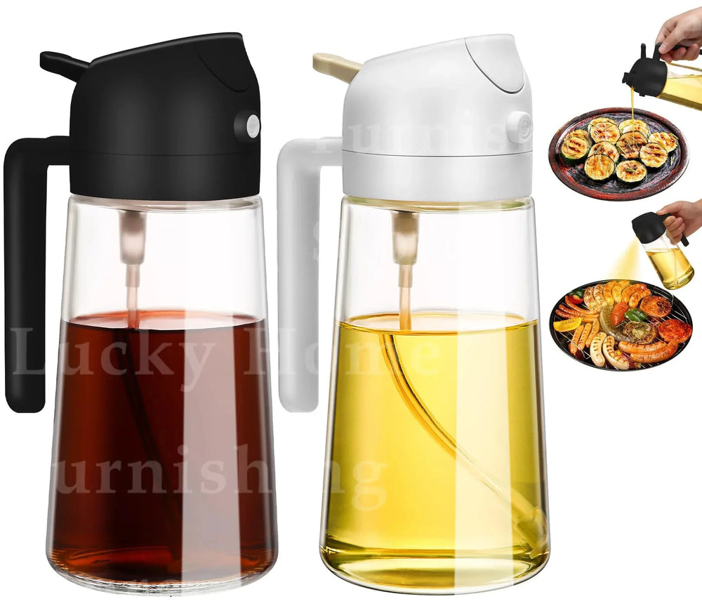 2 in 1 Oil Sprayer and Dispenser Bottle | Cooking Oil Spray Bottle for BBQ, Air Fry additional angle