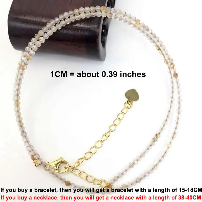 Faceted Gemstone Bead Choker Necklace and Bracelet Set | Natural Stone Jewelry for additional angle