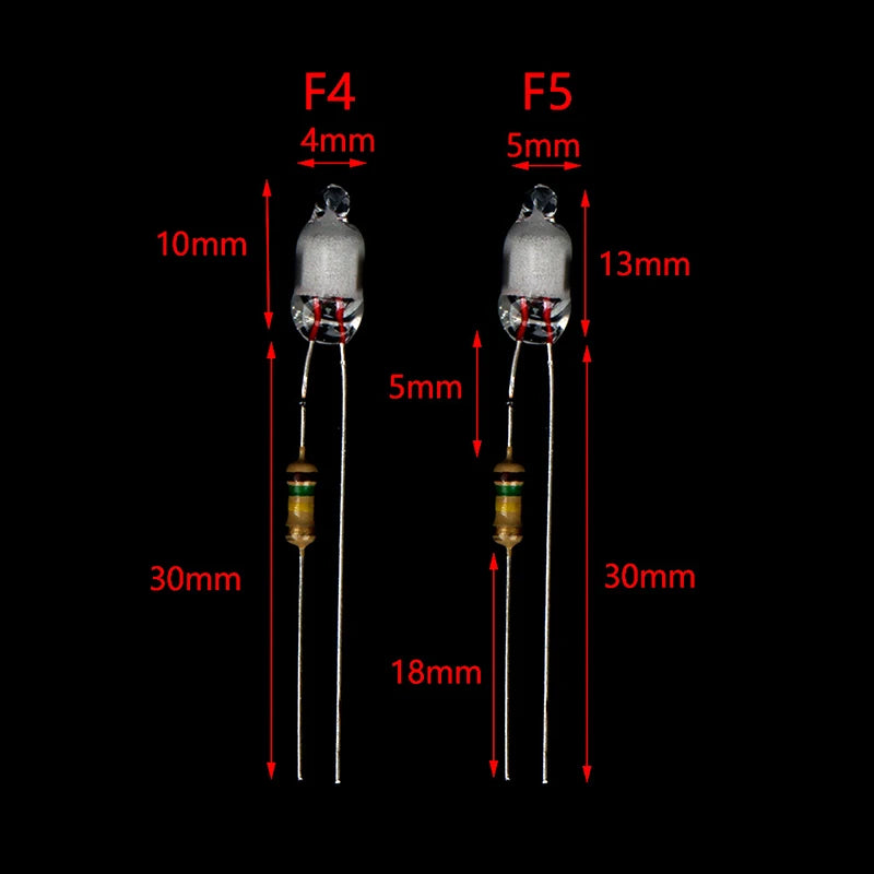 10Pcs Neon Light Bulbs 4x10mm 5x13mm 220V | Main Power Indicator with Built-in Resi additional angle