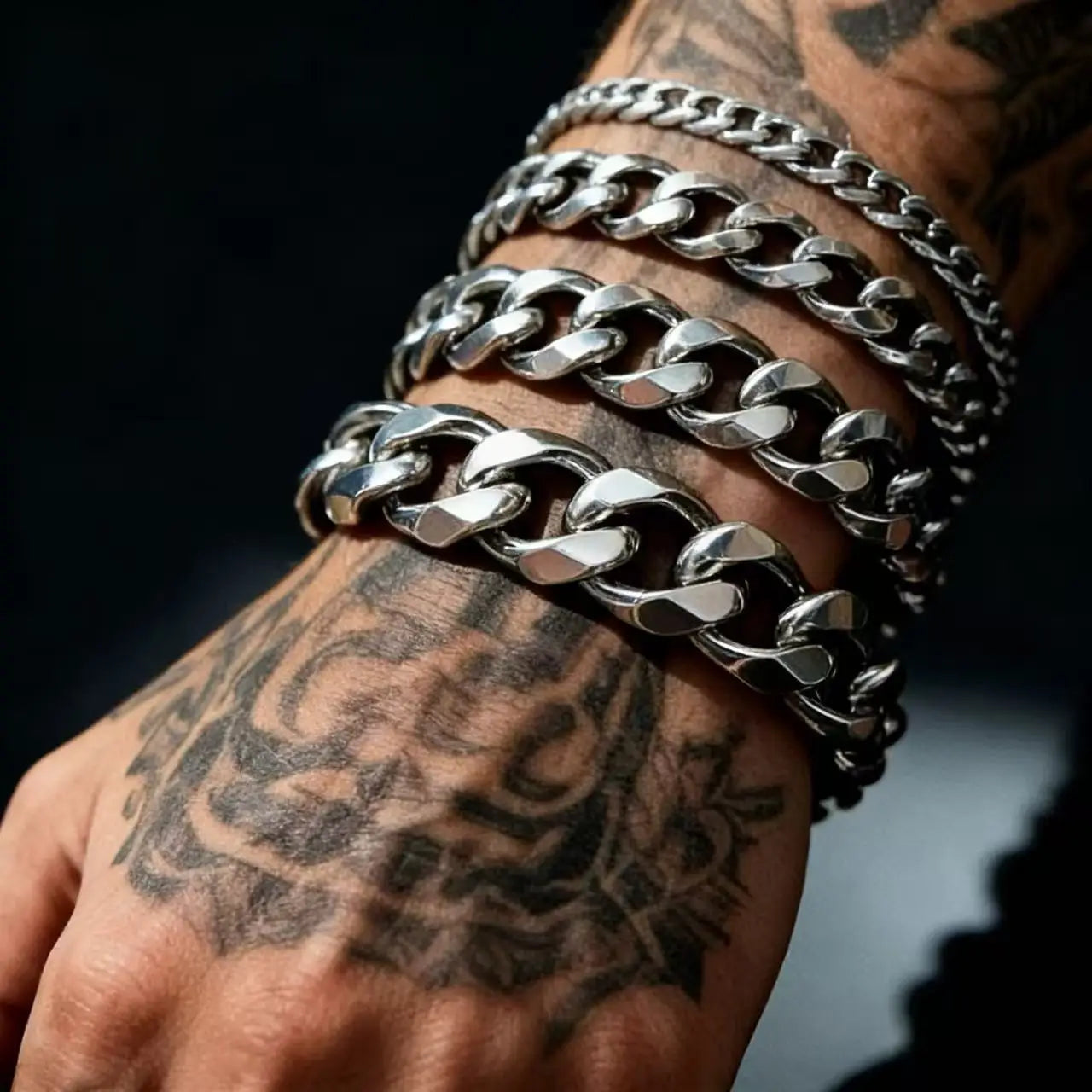 HNSP Stainless Steel Waterproof Cuban Link Chain Necklace For Men Jewelry Thick Hea additional angle