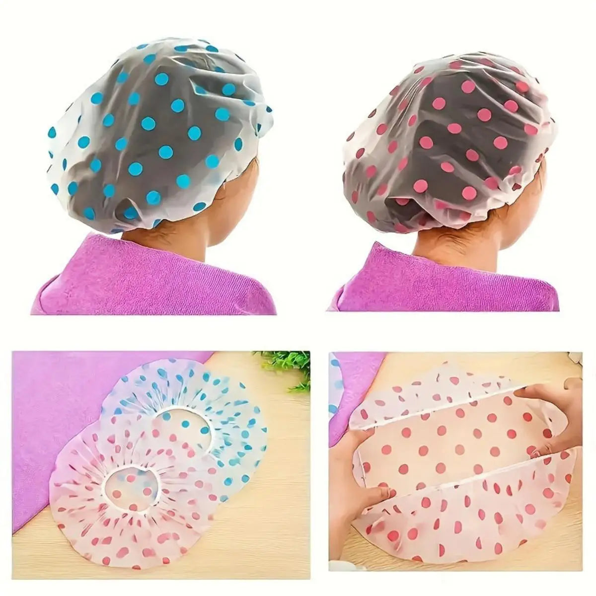 1/5pcs Shower Cap Waterproof Bathing Household Long Hair Shower Dry Hair Cap Kitchen alternate view