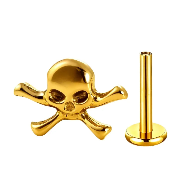 G23 Titanium Cross Lip Piercing 16G Gothic Skull Labret Tragus Helix Cartilage Nose J alternate view