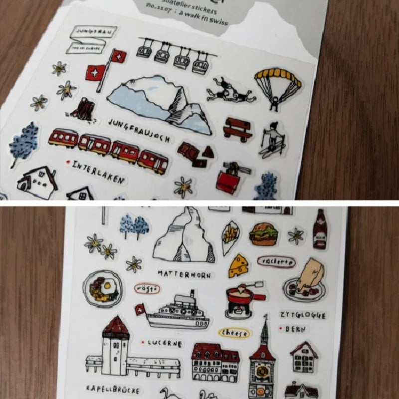 Korean Import Suatelier Walk In Swiss Sonia Decorative Washi Stickers | Scrapbooking lifestyle view