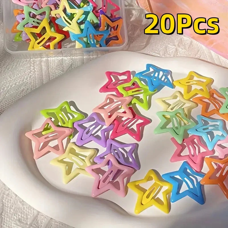 20/50Pcs Star-Shaped Alloy Hair Clips Elegant Retro Style Lightweight Hollow-Out Design detail view