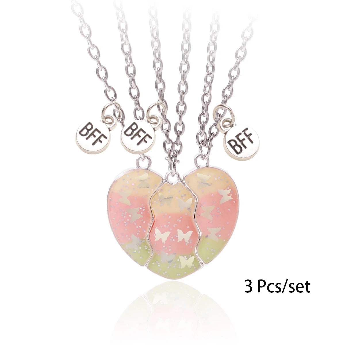 3 Pcs/set Best Friends Pendant Necklace For Woman Magnetic Adjustable Rainbow Daisy Lo close-up view