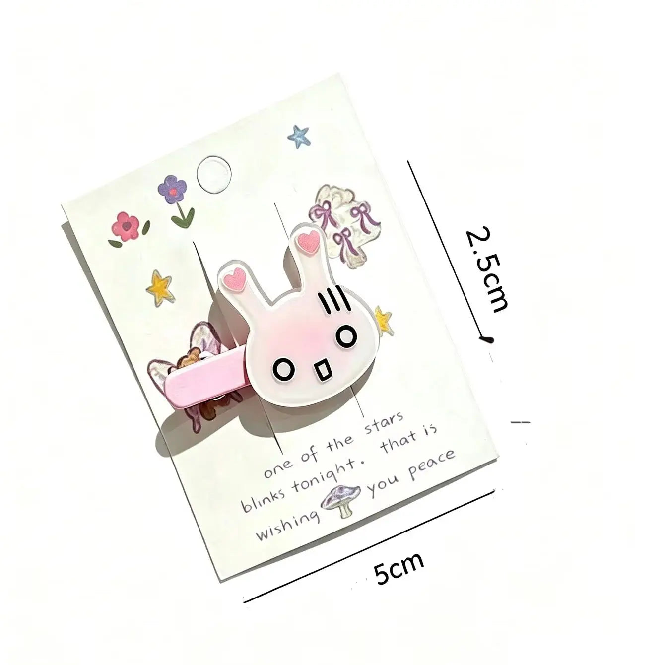 3-piece rabbit animal hair clip set, suitable for cute pink rabbit facial expressions alternate view