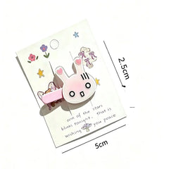 3-piece rabbit animal hair clip set, suitable for cute pink rabbit facial expressions alternate view