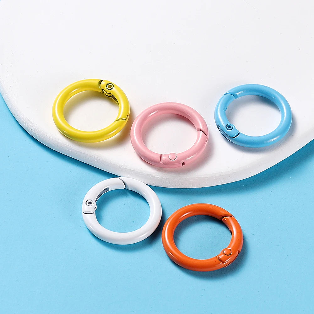 Ring Spring Clasp Openable Round Carabiner Keychain Clips Hook Dog Chain Jewelry Buckle detail view