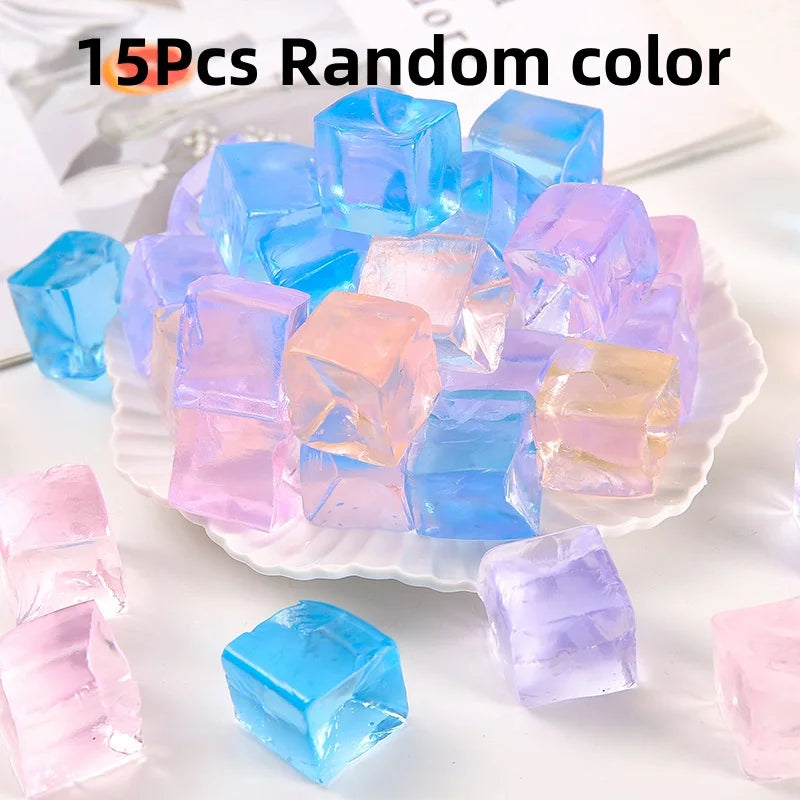 15Pcs Mini Ice Cube Squishy Toys Release Stress Transparent Small Ice Block Pinch Chi alternate view