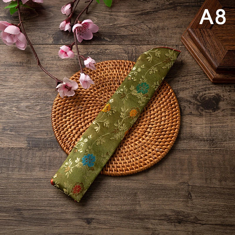 Embroidered Folding Fan Cover Pouch | Silk Fan Protector close-up view