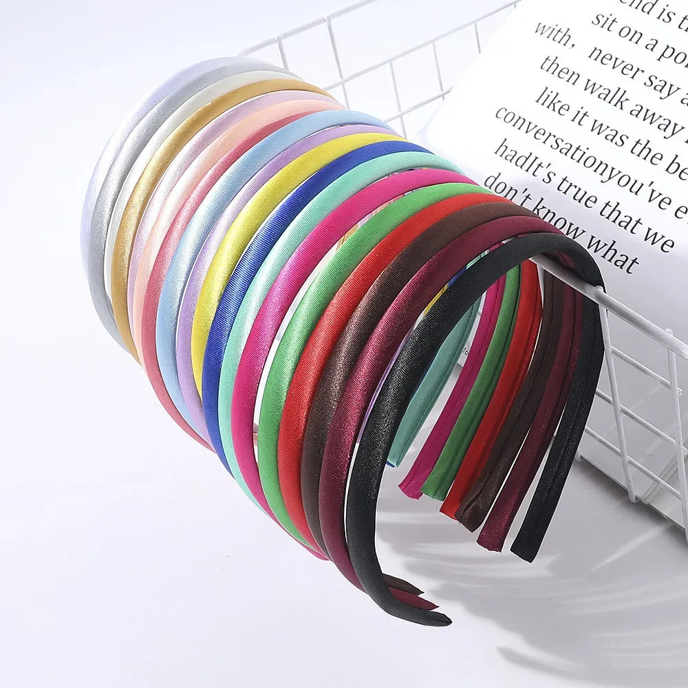 10mm Satin Headband Women Girls Fabric Covered Resin Hairbands Plastic Headbands Kids Elastic Bands