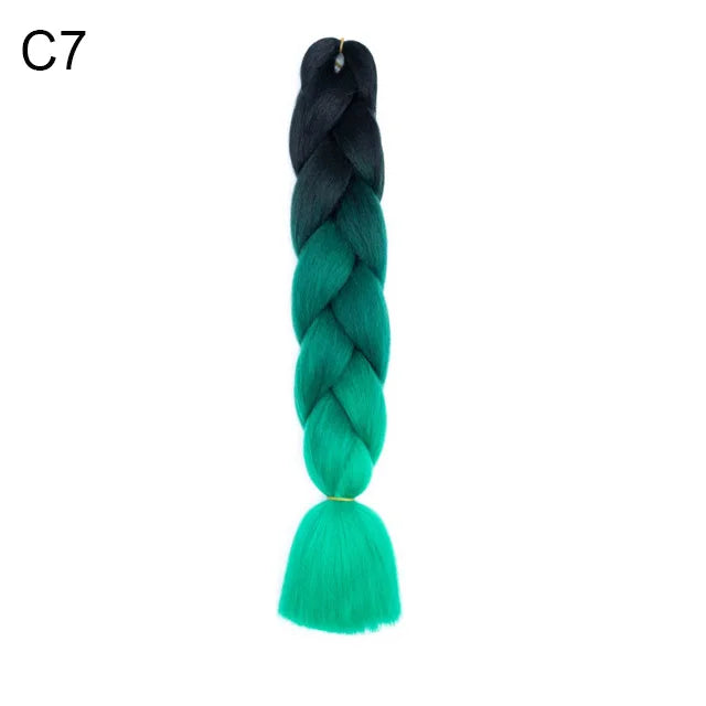 24Inch Synthetic Yaki Braids Hair Ombre Braiding Hair Jumbo Braid DIY Green Hair Exte alternate view