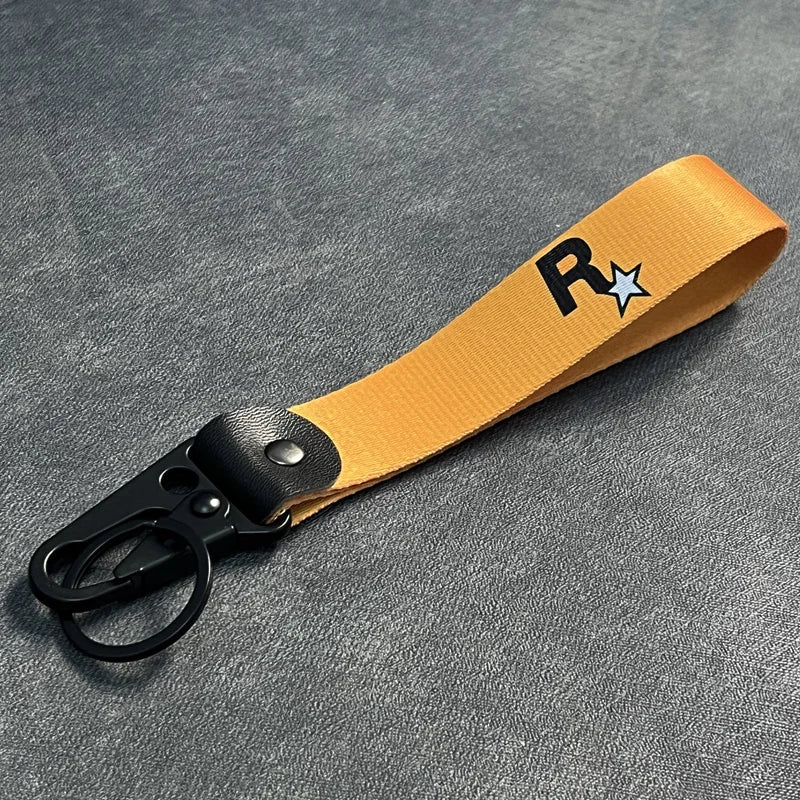 Nylon Key Strap Embroidery Lanyard | JDM Racing Car Keychain close-up view