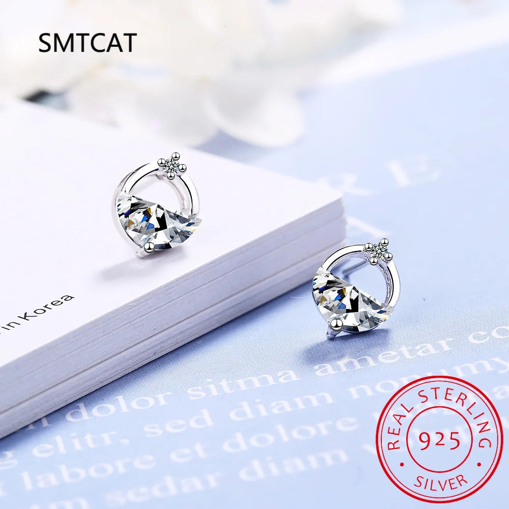 Half Round Natural Sky London Blue Topaz 925 Sterling Silver Spring Water Stud Earrin alternate view
