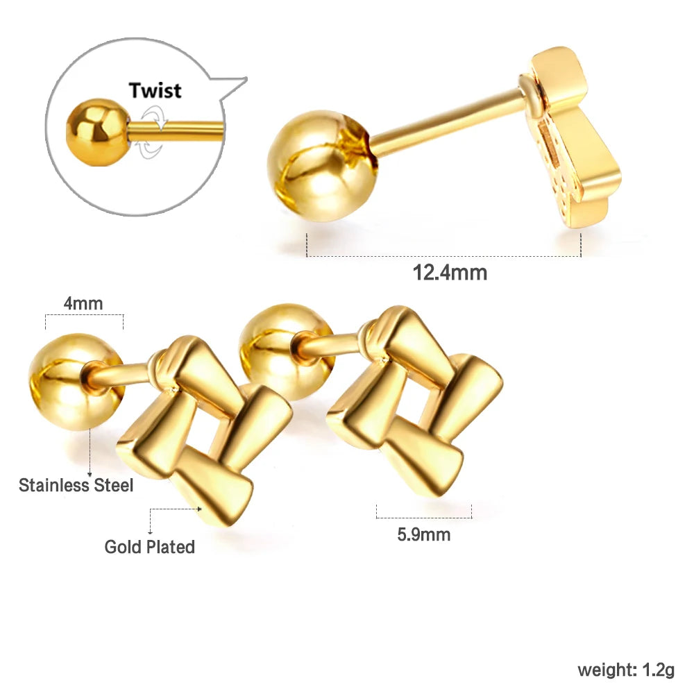 LUXUSTEEL Mini Cute Stainless Steel Stud Earrings Women Girls Heart Butterfly Rabbi additional angle