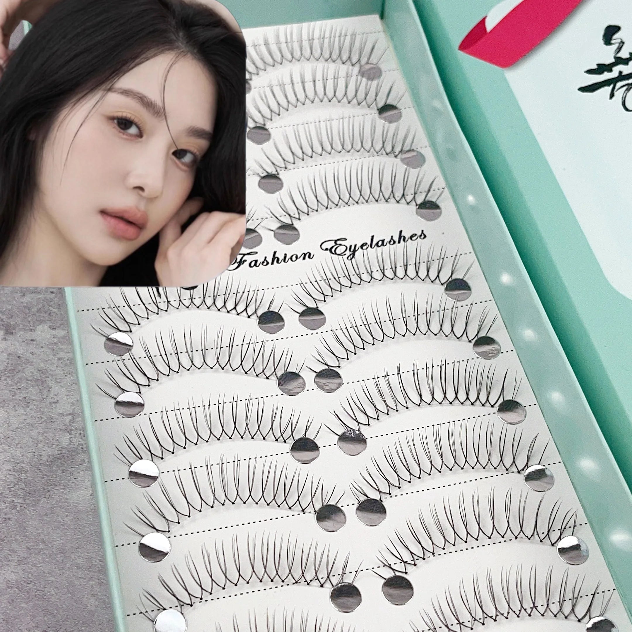 Anime Style False Eyelashes 10 Pairs | 11mm C-Shaped Curled DIY Strip Lashes additional angle