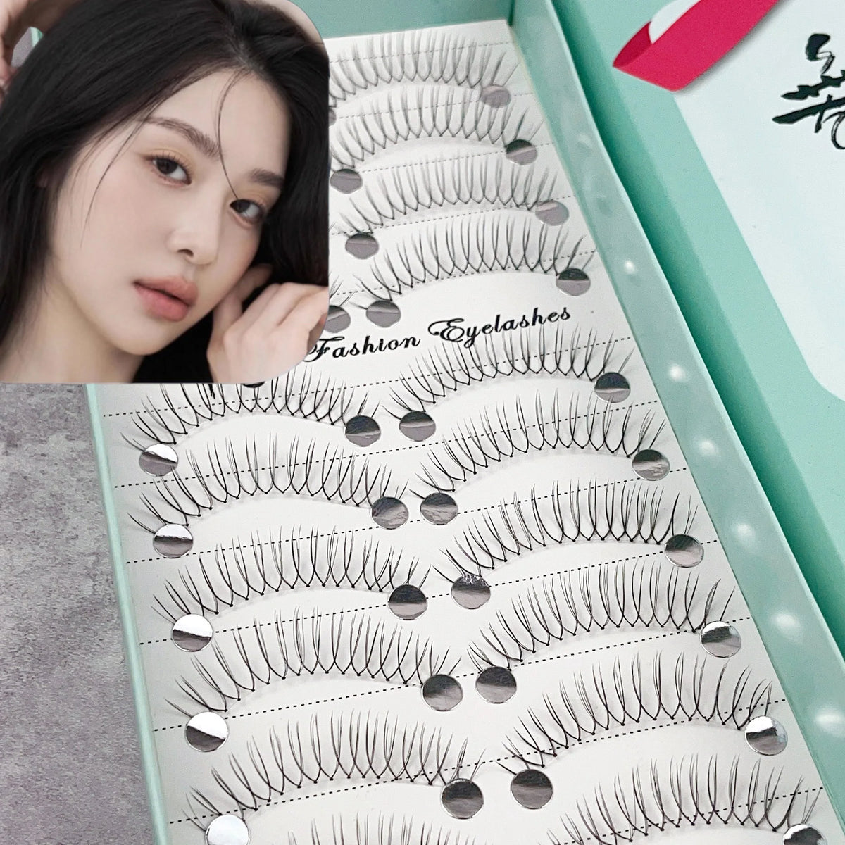 Anime Style False Eyelashes 10 Pairs | 11mm C-Shaped Curled DIY Strip Lashes additional angle