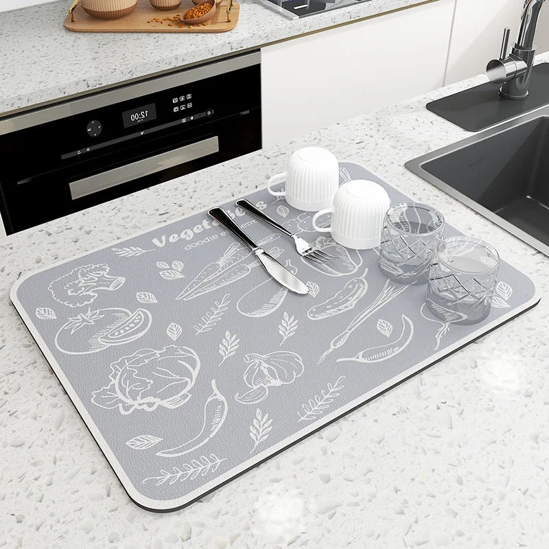 Mat Antiskid Draining Coffee Dish Drying Mat Quick Dry Bathroom Drain Pad Tableware Ma close-up view