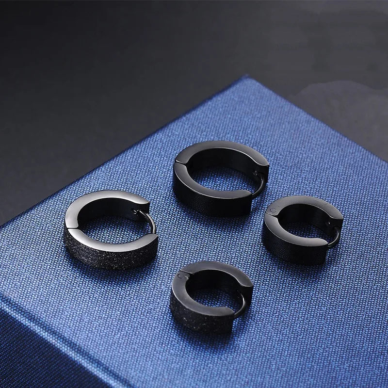Hip-Hop Jewelry 925 Silver Earrings Tide Black Male Ear Clips Female Single Earrings lifestyle view