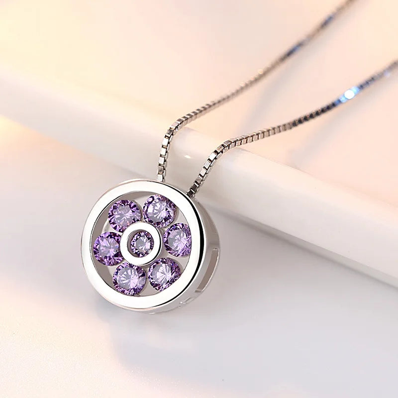 925 Sterling Silver Necklace Zircom for Women 18k Gold Plated Jewelry Pendant Birthday Party Gift Je