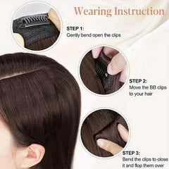 Synthetic Seamless Hair Pads Clip In | Increase Volume Top Hairpiece close-up view
