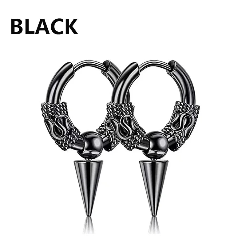 Cross Feather Stud Earrings Set | Unisex Stainless Steel Punk Jewelry alternate view