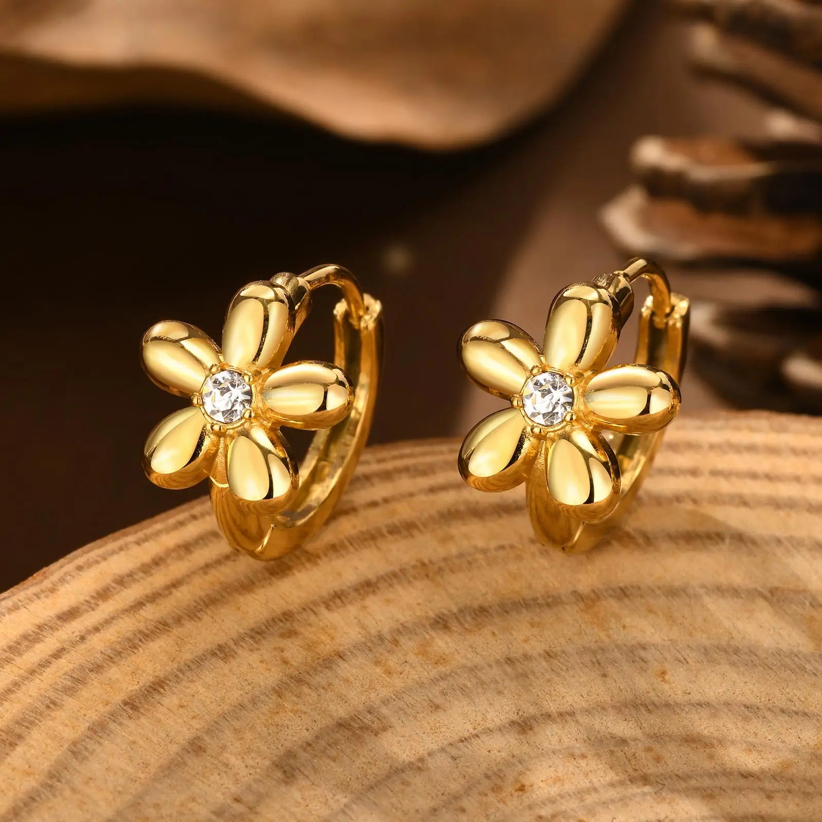 Heart-Shaped Zircon Earrings for Women | Stainless Steel Gold Hoop Earrings detail view