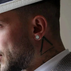 Gothic Norse Viking Runes Stud Earrings for Men | Stainless Steel Punk Jewelry detail view