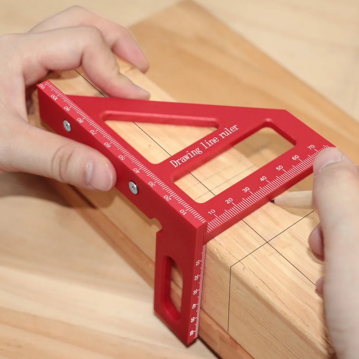 Multi-Angle Measuring Ruler | 45/90 Degree Plastic Carpenter Square & Miter Triangle T close-up view