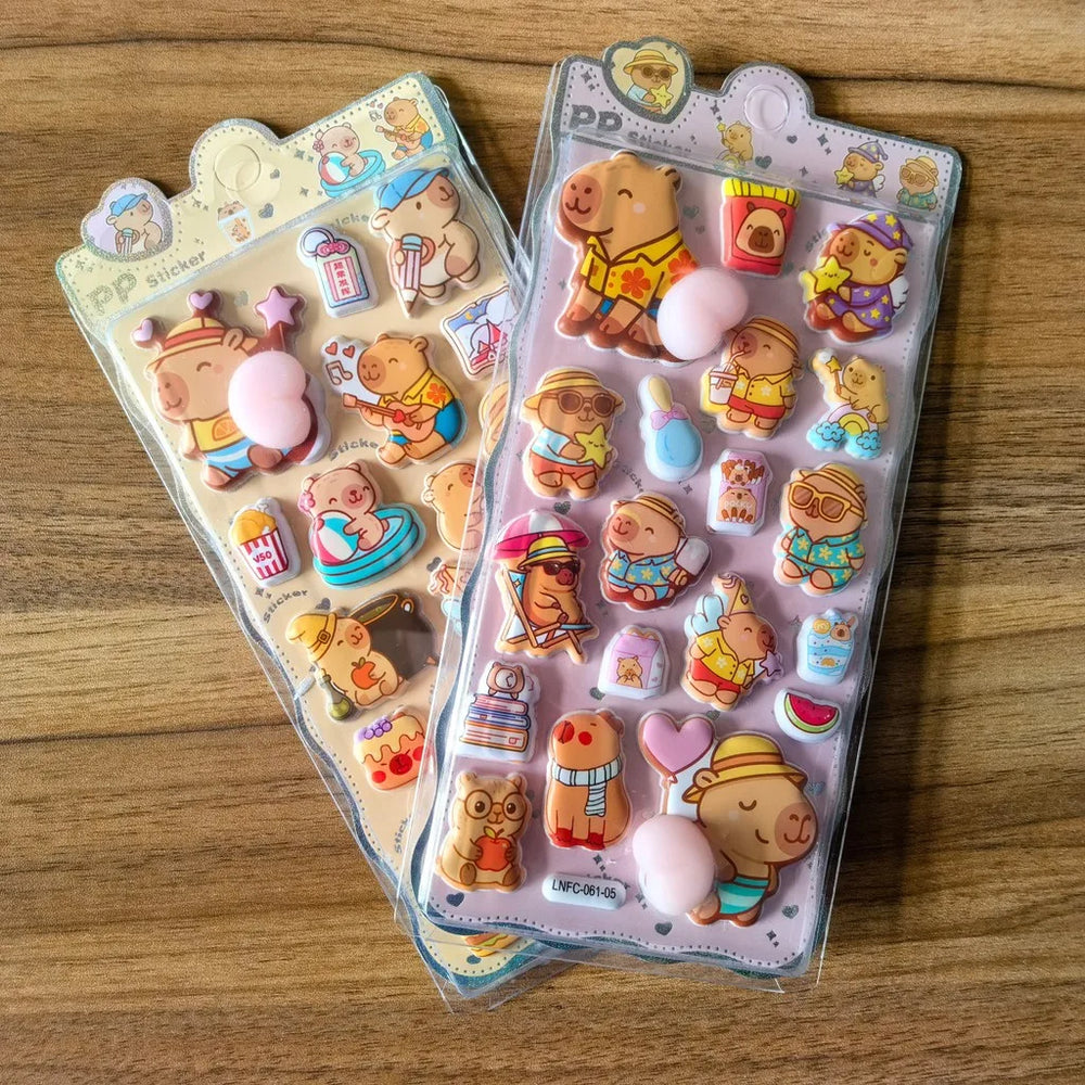 Capybara Themed PP Sticker Set (2 Pcs) - Fun Embellishments for Planners & Handcraf additional angle