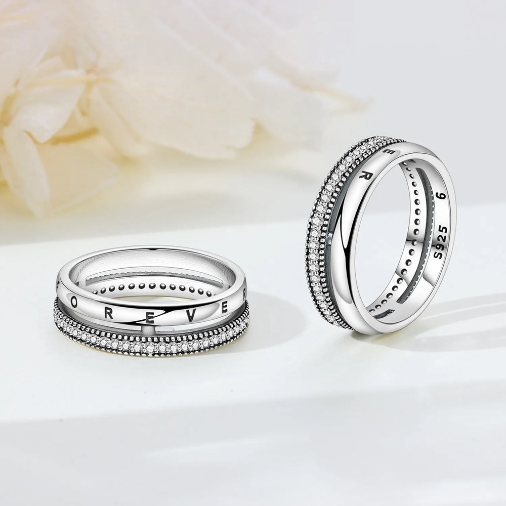 PANPOKI S925 Sterling Silver FOREVER Eternal Ring Closed Ring For Women Original Fing alternate view