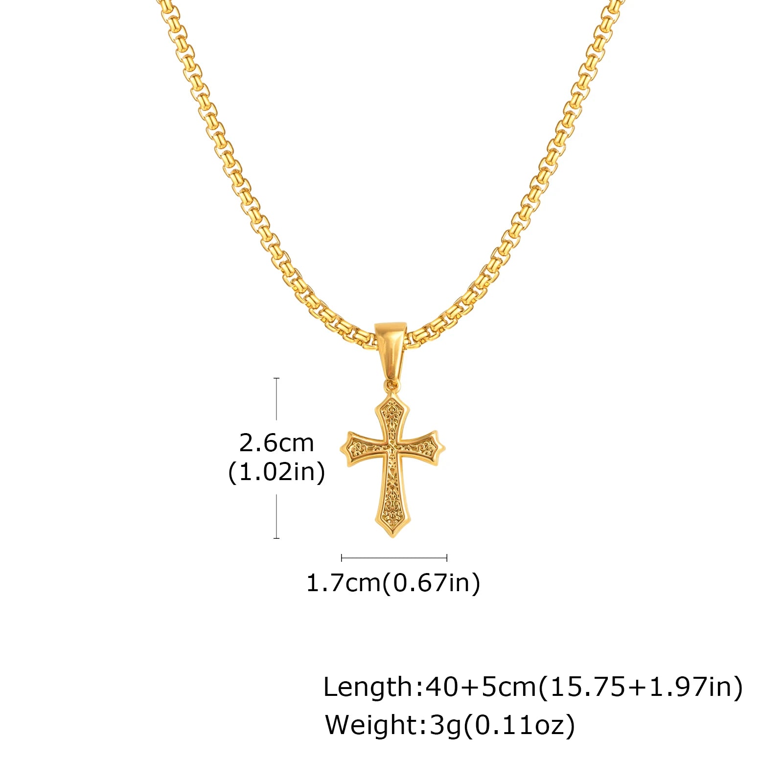 Hip Hop Cross Necklace for Men Women | Stainless Steel Chic Cross Pendant Christian Je close-up view