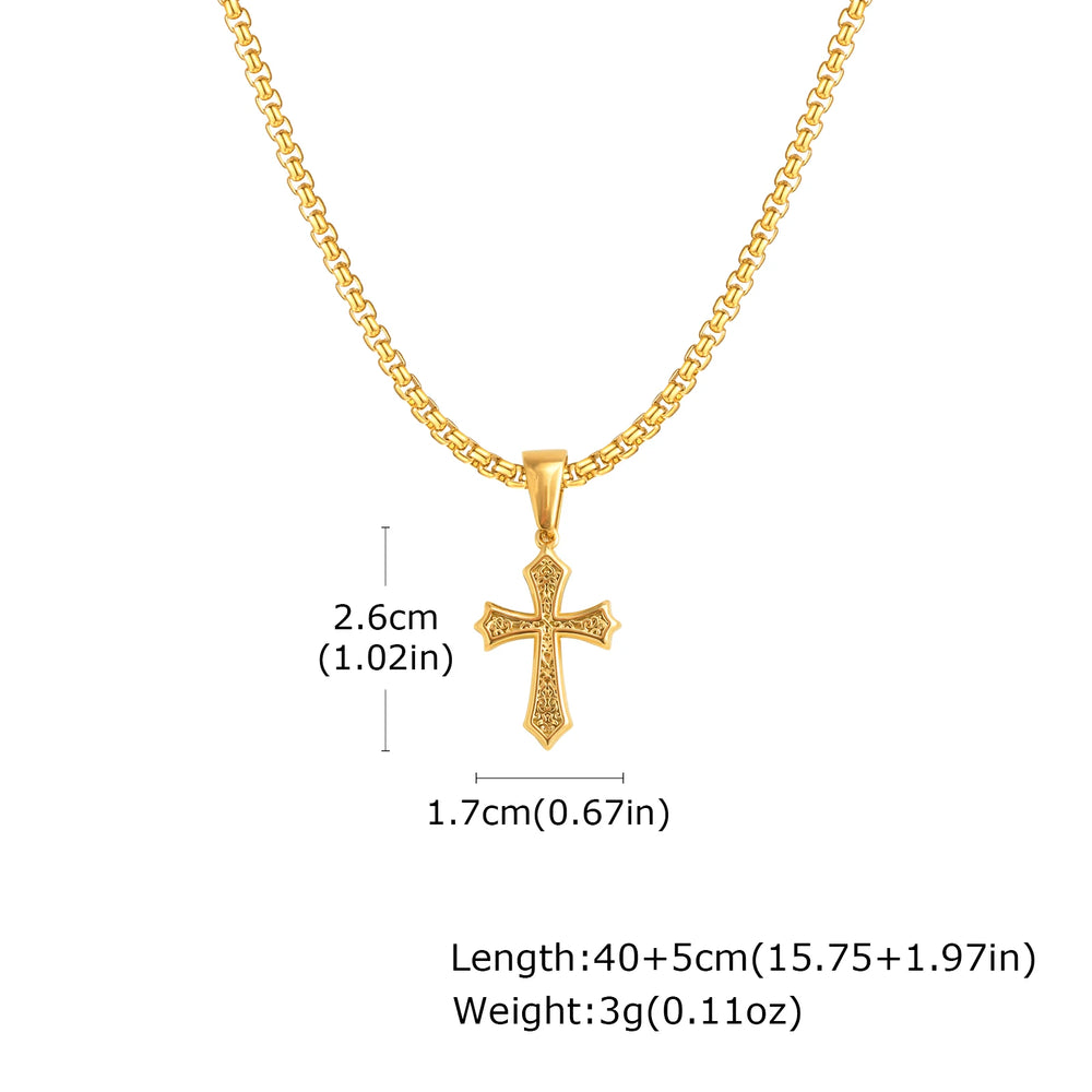 Hip Hop Cross Necklace for Men Women | Stainless Steel Chic Cross Pendant Christian Je close-up view