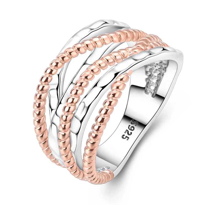 925 Sterling Silver Original Eternal Infinity Love For Mom Rose Gold Plated Heart Rings detail view