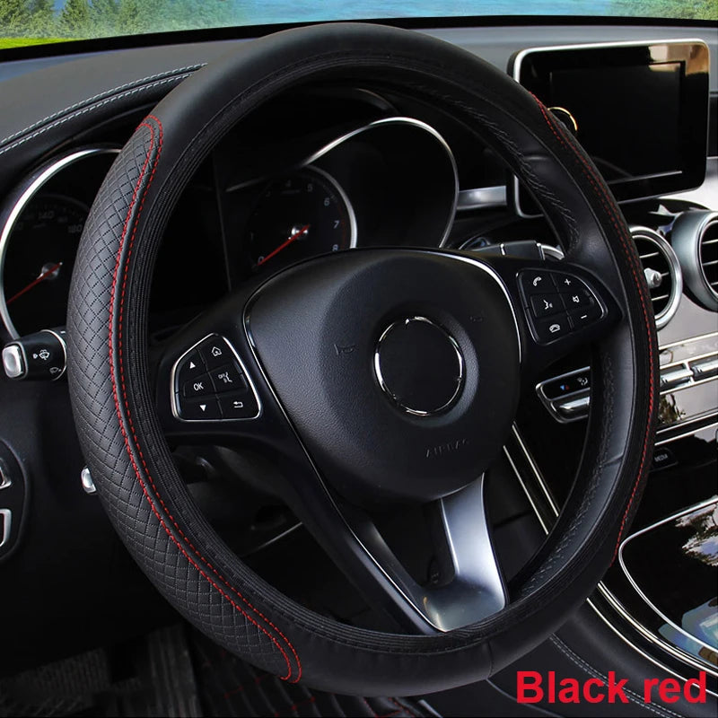 Universal Steering Wheel Cover Microfiber Leather Anti Slip 37-39cm additional angle