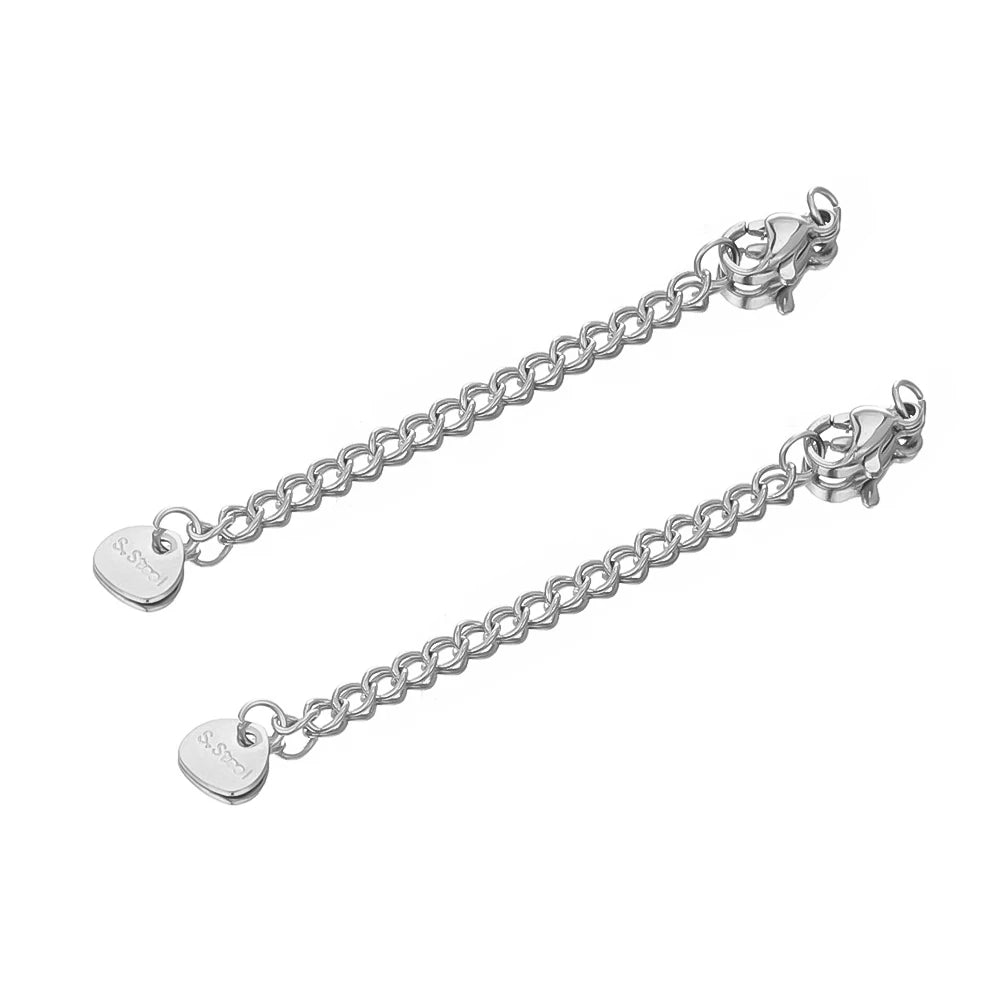 10pcs Stainless Steel Extension Chains with Lobster Clasps | DIY Jewelry Findings detail view