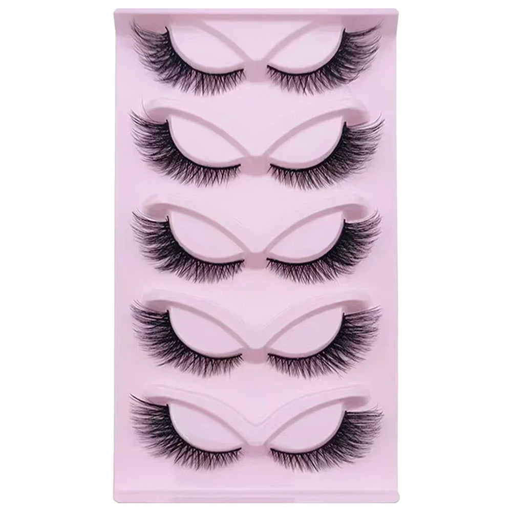 5 Pairs Cat Eye Lashes Long Lashes Cat Eye Look Wispy Lashes Eye End Elongated Stri additional angle