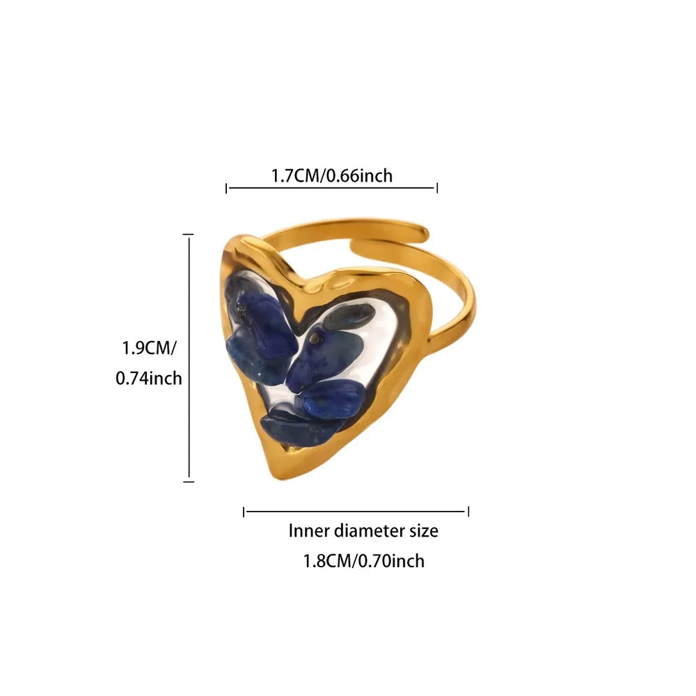 Zircon Geometric Heart Rings For Women Stainless Steel Gold Color Wedding Ring Luxury alternate view