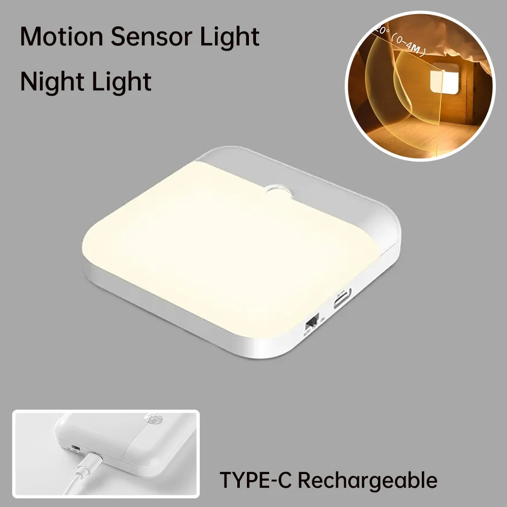 LED Motion Sensor Light Wireless LED Night Light Type C Rechargeable Night Light Cabinet Wardrobe La