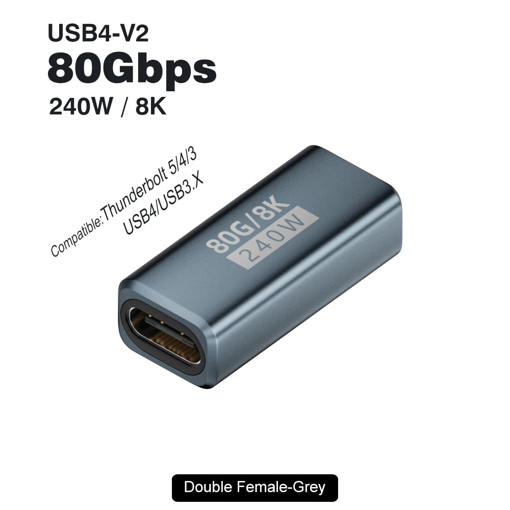 USB4 V2 90 Degree Type C Angle Adapter 80Gbps Thunderbolt 5 4 3 Elbow Adapter 240W USB-C detail view
