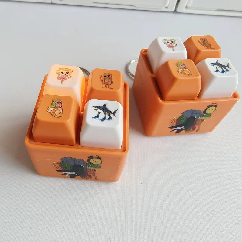 Italian Brainrot 4-Key Keyboard Fidget Toy | Stress Relief Keychain with Sound and Lig close-up view