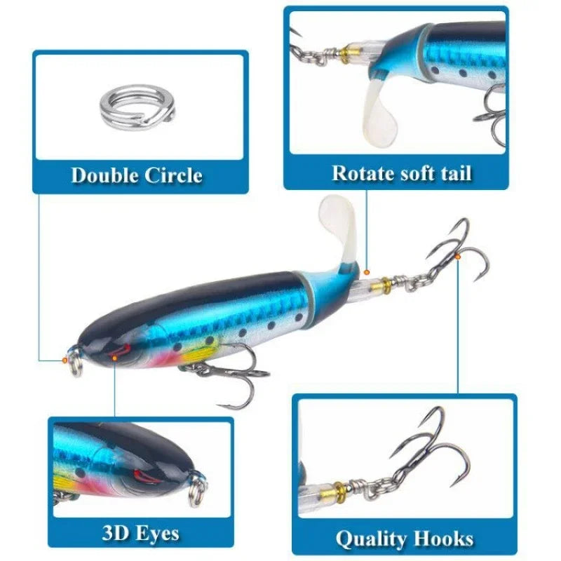 1 Pcs 10cm/14cm Topwater Fishing Lure Whopper Popper Artificial Bait Hard Plopper Soft R detail view
