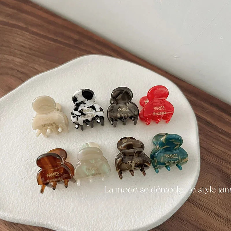 Mini 2cm Acetate Small Hair Claw Side Pins 2Pcs/Set Acetate Hair Crabs for Girls Cu additional angle