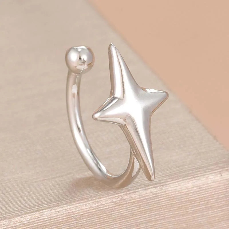 1Pcs Fashion Gold Color Cross Star Ear Clip For Women Girls Simple Metal C-shaped Wit lifestyle view
