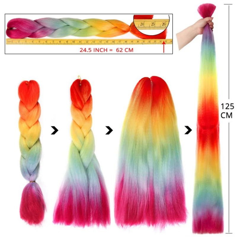 Synthetic Jumbo Braids Hair 24Inch Braiding Hair Extensions Ombre Fake Hair For Croche close-up view